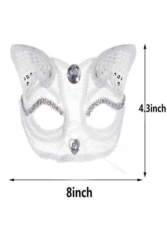 Soochat Lace Cat Masks Half Face Cat Mask Lace Masquerade Mask for Carnival Ball Party Cosplay Halloween Costume Accessories - Image 2